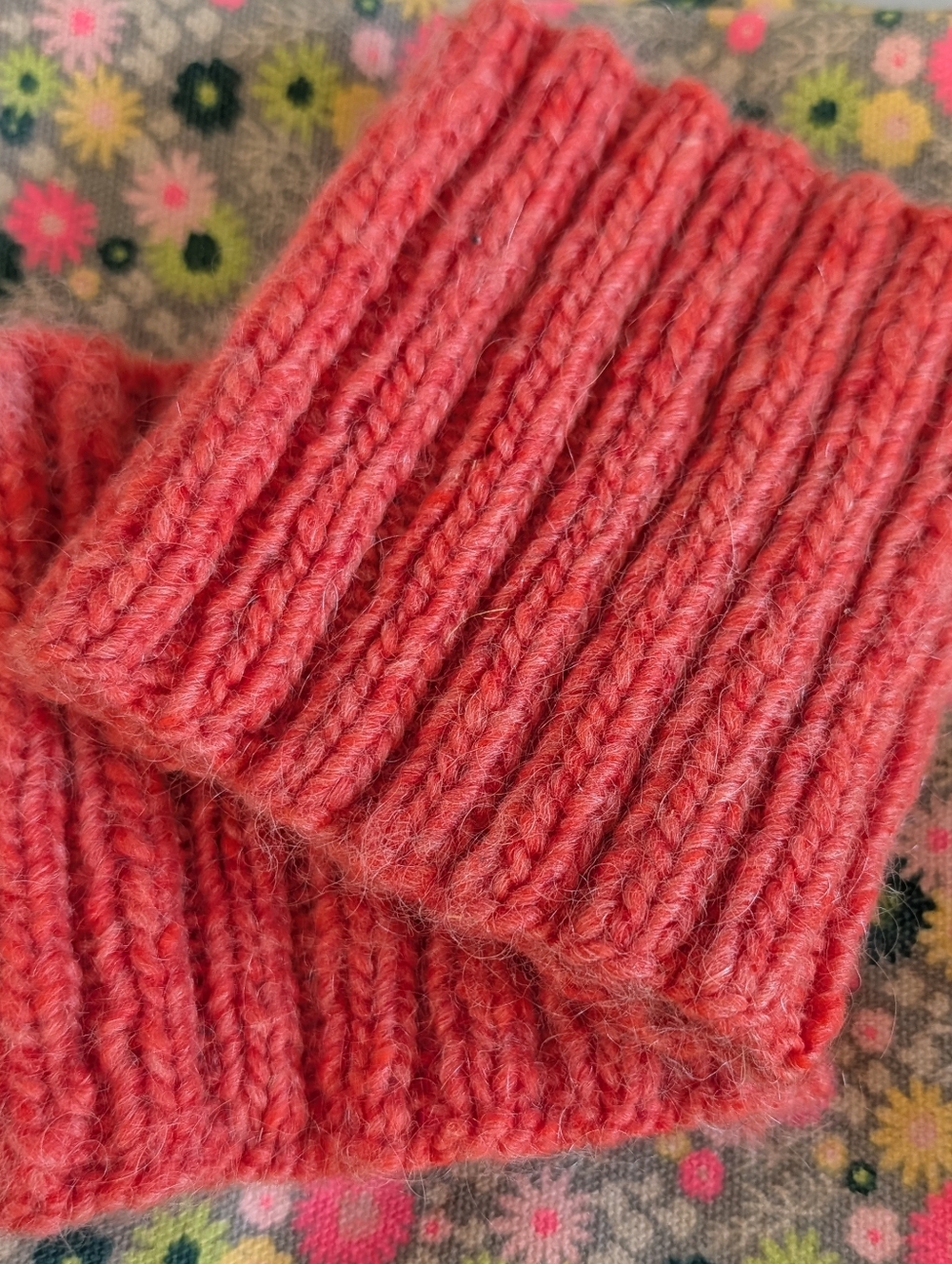 Coral Hand-Knit Wool Boot Cuffs